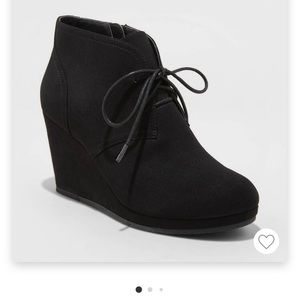 Black Wedge Bootie
